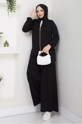 ست بالاتنه و پائین تنه حجاب مشکی زنانه رگولار TRENDTESETTÜR - کد 883393230