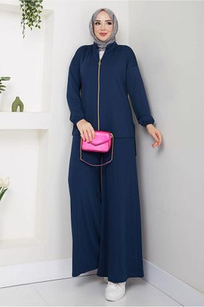 ست بالاتنه و پائین تنه حجاب سرمه ای زنانه رگولار TRENDTESETTÜR - کد 883379538