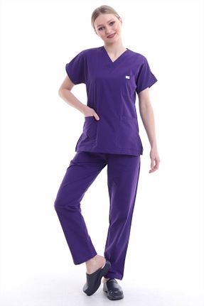 ست بالاتنه و پائین تنه بنفش زنانه بافتنی Esen Forma - کد 883409153