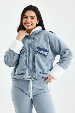 کاپشن آبی زنانه رگولار TREND KOMBİN - کد 877890591