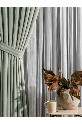 پرده زمینه سبز کتان LUNETT HOME - کد 882182463
