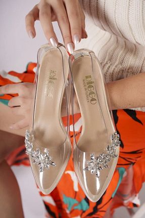 کفش پاشنه بلند کلاسیک بژ زنانه سنگ Yiğit shoes - کد 883040030