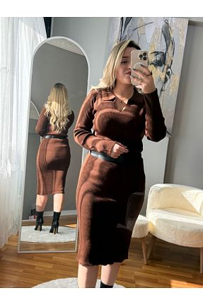 لباس قهوه ای زنانه بافتنی Butik - کد 883455370