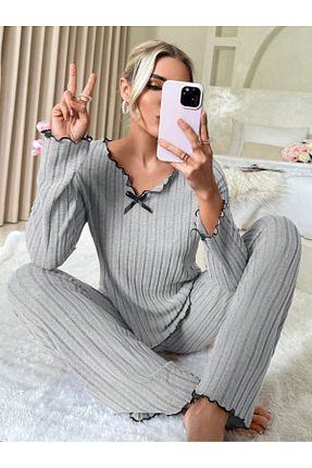 ست لباس راحتی طوسی زنانه ساده BELLA NOTTE - کد 883502317