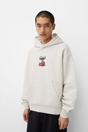 سوئیشرت طوسی مردانه چاپی Bershka - کد 883510568