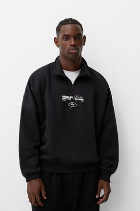 سوئیشرت طوسی مردانه چاپی Bershka - کد 883524171