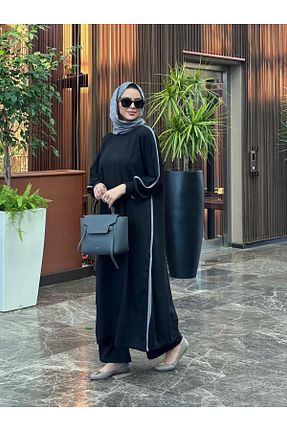 ست بالاتنه و پائین تنه سایز بزرگ مشکی زنانه کش دار BURİSLA - کد 883541467