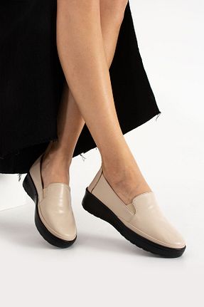 کفش کژوال بژ زنانه چرم خالص CUCA - کد 857905304