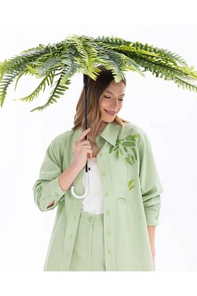 پیراهن فیروزه ای زنانه اورسایز SEÇİL - کد 832657993