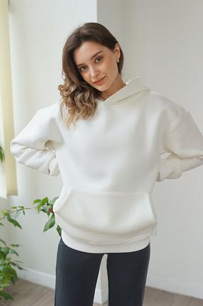 سوئیشرت سفید زنانه چاپی TREND34CADDE - کد 883587465