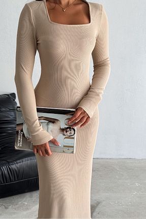 لباس بژ زنانه بافتنی novalook - کد 883598509