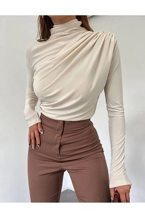 بلوز بژ زنانه ساده havina - کد 799555196