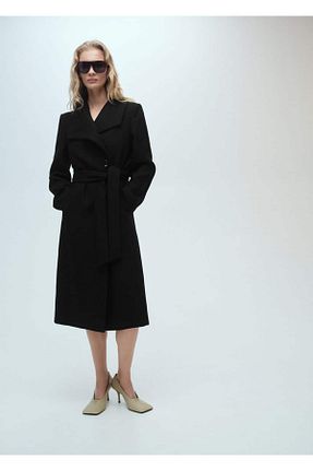 پالتو پشمی مشکی زنانه رگولار MANGO - کد 883612749