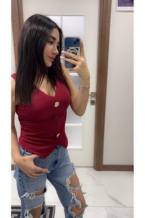 بادی زرشکی زنانه یقه هفت SAATEN - کد 883746315
