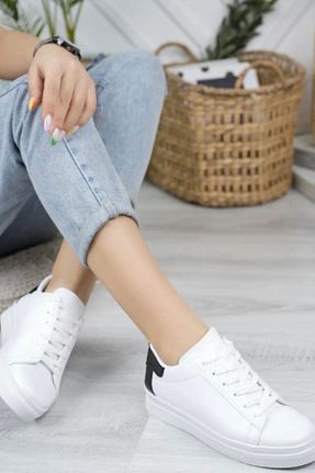 کفش اسنیکر سفید زنانه بند دار diclepolat - کد 658843428