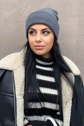 کلاه پشمی طوسی زنانه اکریلیک Genel Markalar - کد 883849860