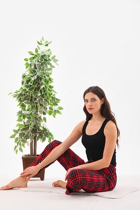 پائین تنه راحتی قرمز زنانه پنبه ای Arvin Pijama - کد 867156068