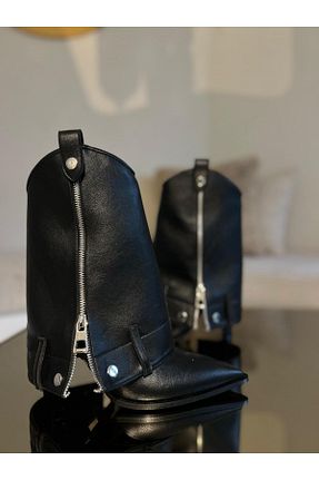 بوت / نیم بوت مشکی زنانه چرم مصنوعی YAHO SHOES - کد 883844515