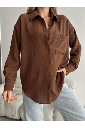 پیراهن قهوه ای زنانه اورسایز mydukkan.co - کد 883871235