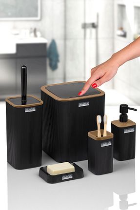 ست حمام مشکی پلاستیک Okyanus Home - کد 879993179