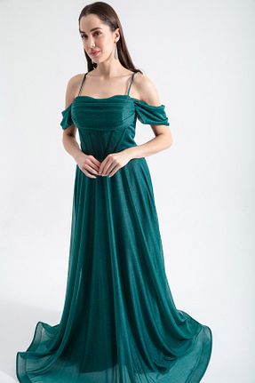 لباس مجلسی و فارغ التحصیلی سبز زنانه توری Lafaba - کد 820289387