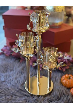 شمعدان و شمع گیر طلائی فلزی ROSSEV - کد 883897051