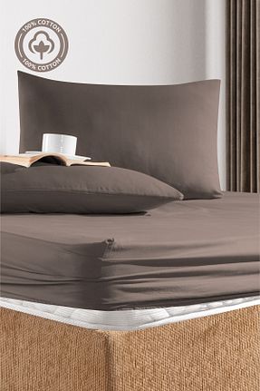 ست ملحفه تکنفره قهوه ای پنبه CEMETEKS FİRUZE - کد 883930552