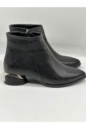 بوت / نیم بوت مشکی زنانه چرم مصنوعی LOTUS AYAKKABI & ÇANTA - کد 883940907