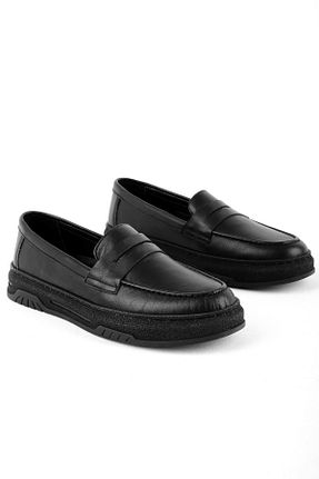کفش لوفر مشکی زنانه چرم خالص MY DERİ - کد 883951587