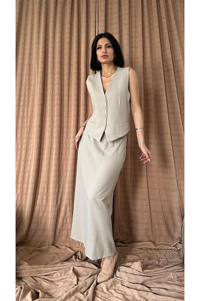 ست بالاتنه و پائین تنه بژ زنانه بافتنی Elbee Fashion Woman - کد 809898513