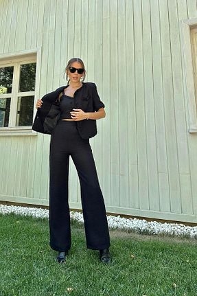 ست بالاتنه و پائین تنه مشکی زنانه بافتنی Elbee Fashion Woman - کد 767204355