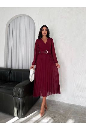 لباس زرشکی زنانه بافتنی Neşeli Butik - کد 883962656