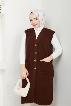 جلیقه حجاب قهوه ای زنانه رگولار Pamuk Butik - کد 883979194