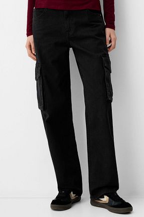 شلوار جین مشکی زنانه پاچه ساده Bershka - کد 883984155