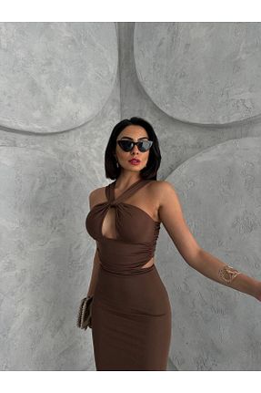 لباس قهوه ای زنانه بافتنی Butik - کد 883985228