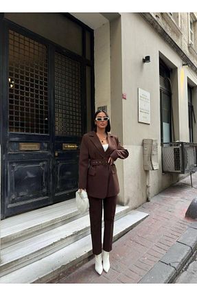 کت قهوه ای زنانه Blazer DELİ DOLU MODA - کد 883999538