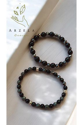دستبند جواهر مشکی زنانه منجق arzela - کد 880078109