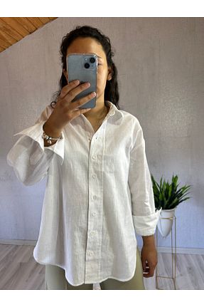 پیراهن سفید زنانه اورسایز Voolsh - کد 884015261