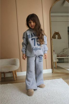 ست بالاتنه و پائین تنه طوسی بچه گانه بافت Narin kids - کد 884019999