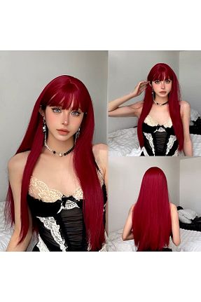 کلاه گیس زرشکی زنانه favorim peruk - کد 884011873