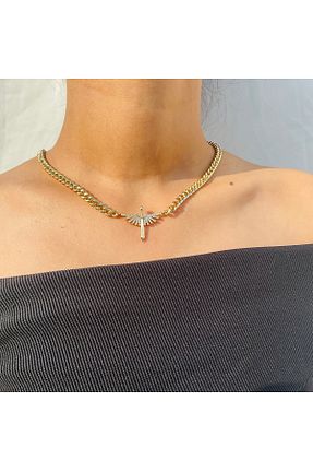 گردنبند جواهر زرد زنانه روکش طلا REYNAS - کد 884046955