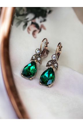گوشواره جواهر سبز سنگ طبیعی FAYRA ACCESSORIES - کد 796226763