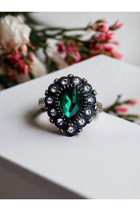 انگشتر جواهر سبز زنانه زیرکن FAYRA ACCESSORIES - کد 840828902