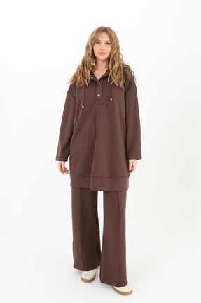 سوئیشرت قهوه ای زنانه ساده Puane - کد 884071074
