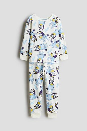 ست لباس راحتی سفید بچه گانه چاپی H&M - کد 858258847