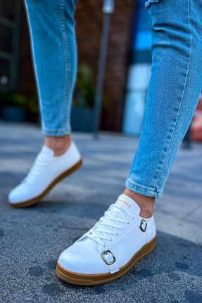 کفش اسنیکر سفید مردانه بند دار BZ Moda - کد 884074237
