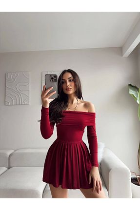 لباس زرشکی زنانه بافتنی Zoom Butik - کد 884110147