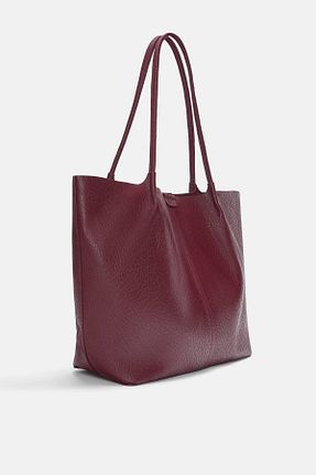 کیف دوشی زرشکی زنانه پلی اورتان Pull & Bear - کد 884110627