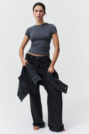 تیشرت طوسی زنانه یقه دوچرخه H&M - کد 858716175
