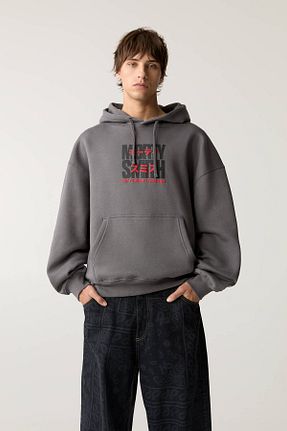 سوئیشرت طوسی مردانه طرح دار Pull & Bear - کد 884177587